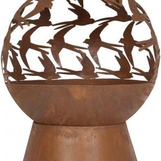 La Hacienda Swallows Globe Roest Vuurkorf - L 50 x B 50 x H 61 cm - Staal - Bruin